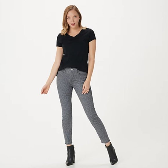 Jen7 by 7 for All Mankind Ankle Skinny | Grey Leopard - Picture 1 of 3